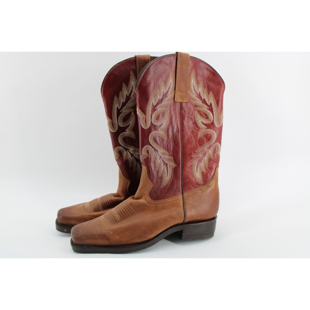 Men's Masterson Boot Co. Cowboy Boots Size 1 0 D Square Toe Brown Red